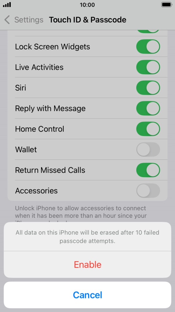 If you turn on the function, press Enable. If you turn on the function, press Enable.