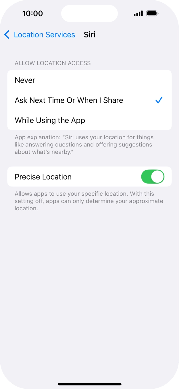 Press the required setting to turn the function on or off. Press the required setting to turn the function on or off.