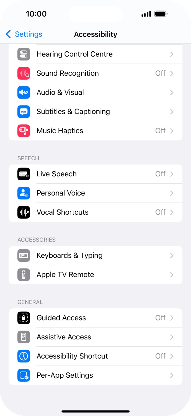 Press the required category below 'SPEECH' and follow the instructions on the screen to select the required settings. Press the required category below 'SPEECH' and follow the instructions on the screen to select the required settings.