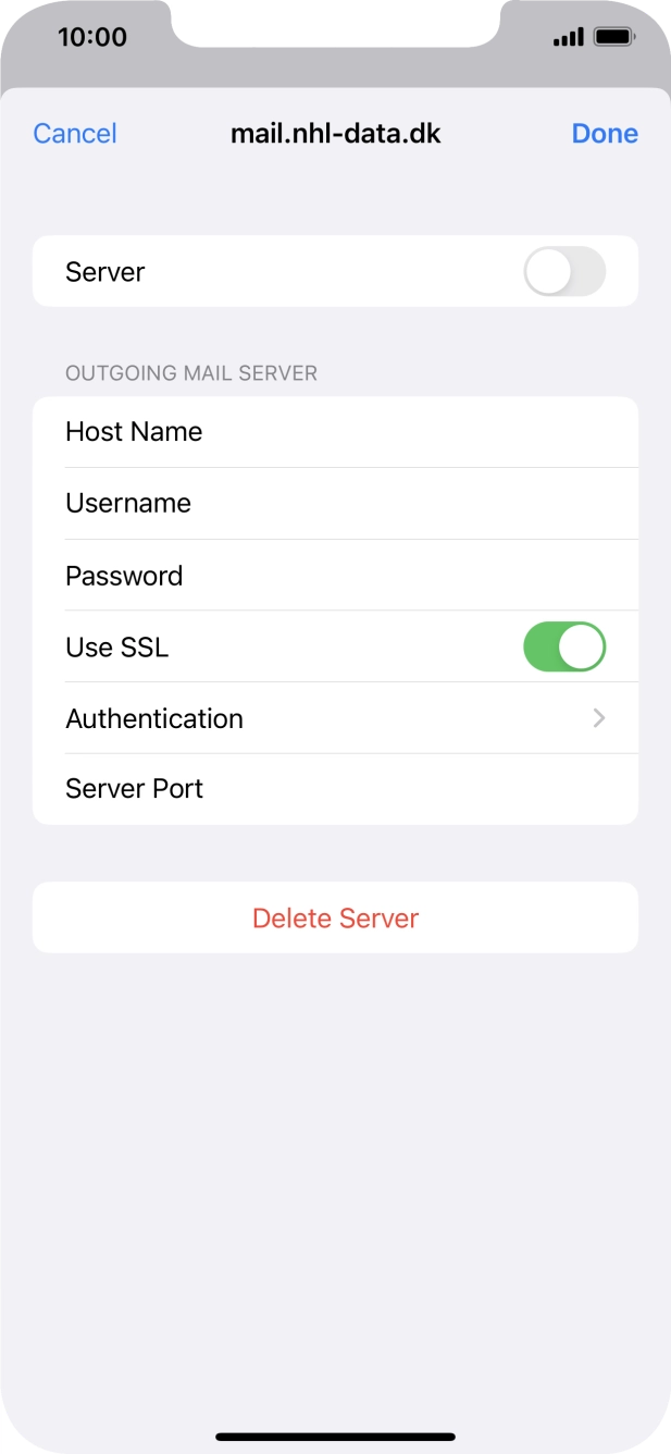 Press the indicator next to 'Use SSL' to turn off the function.