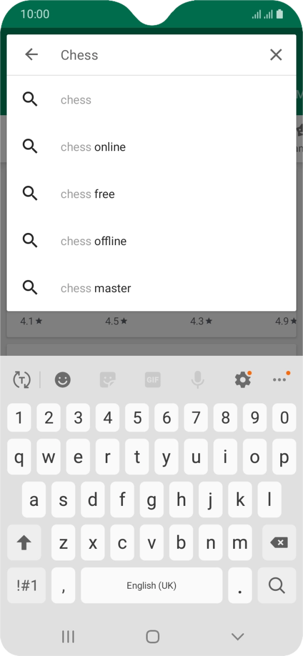 Key in the name or subject of the required app and press the search icon.