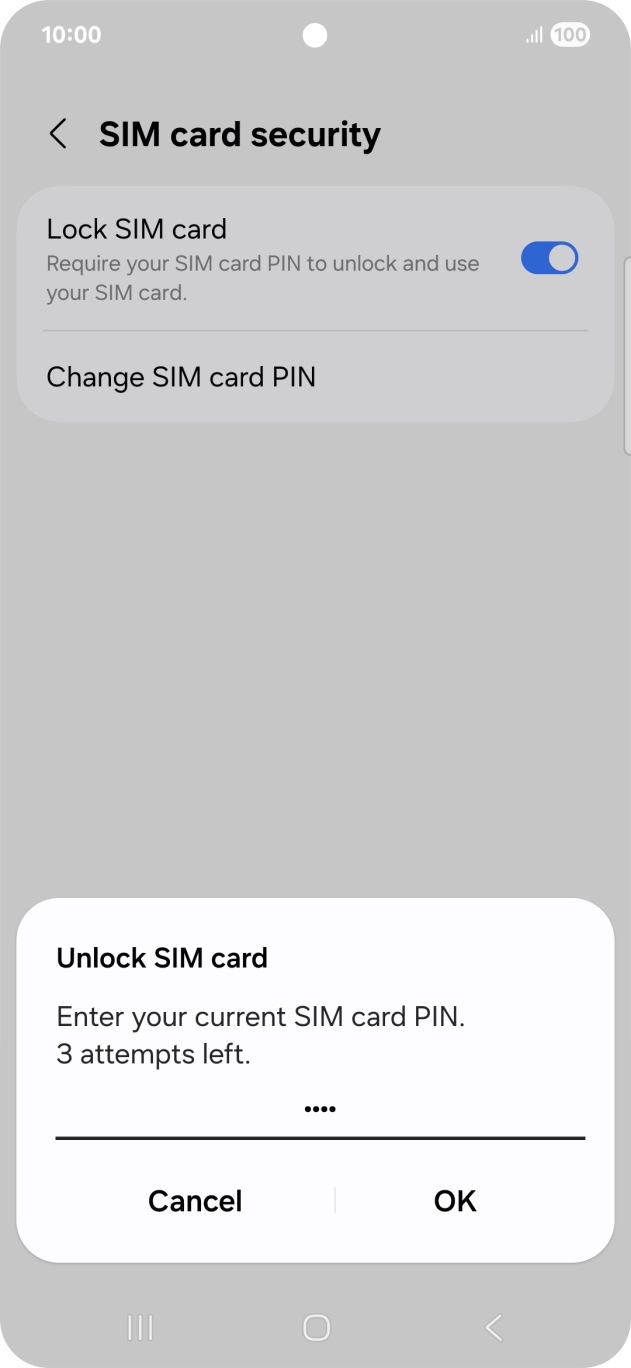 Key in your SIM PIN and press OK. The default SIM PIN is 0000.