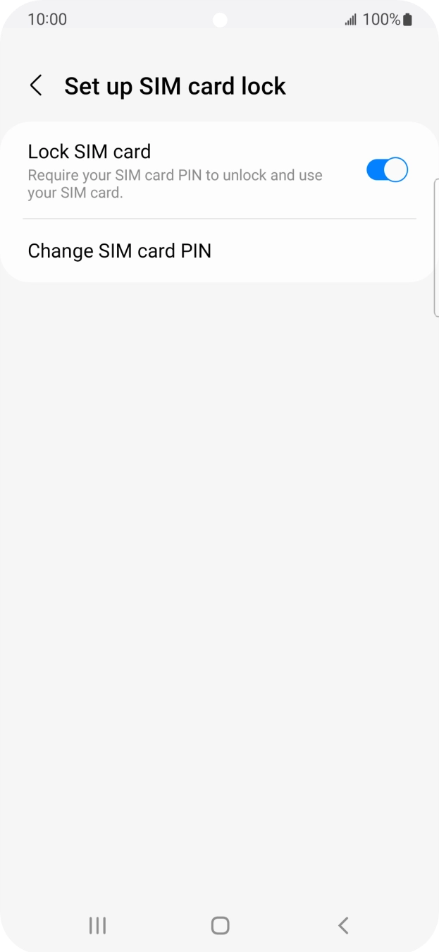 Press the indicator next to 'Lock SIM card' to turn the function on or off.