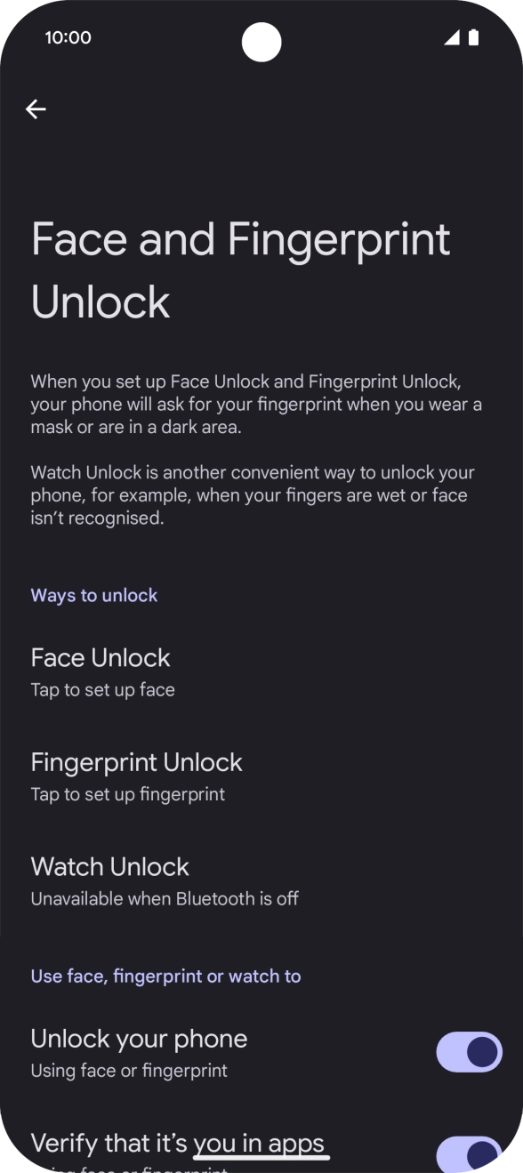 Press Fingerprint Unlock. Press Fingerprint Unlock.