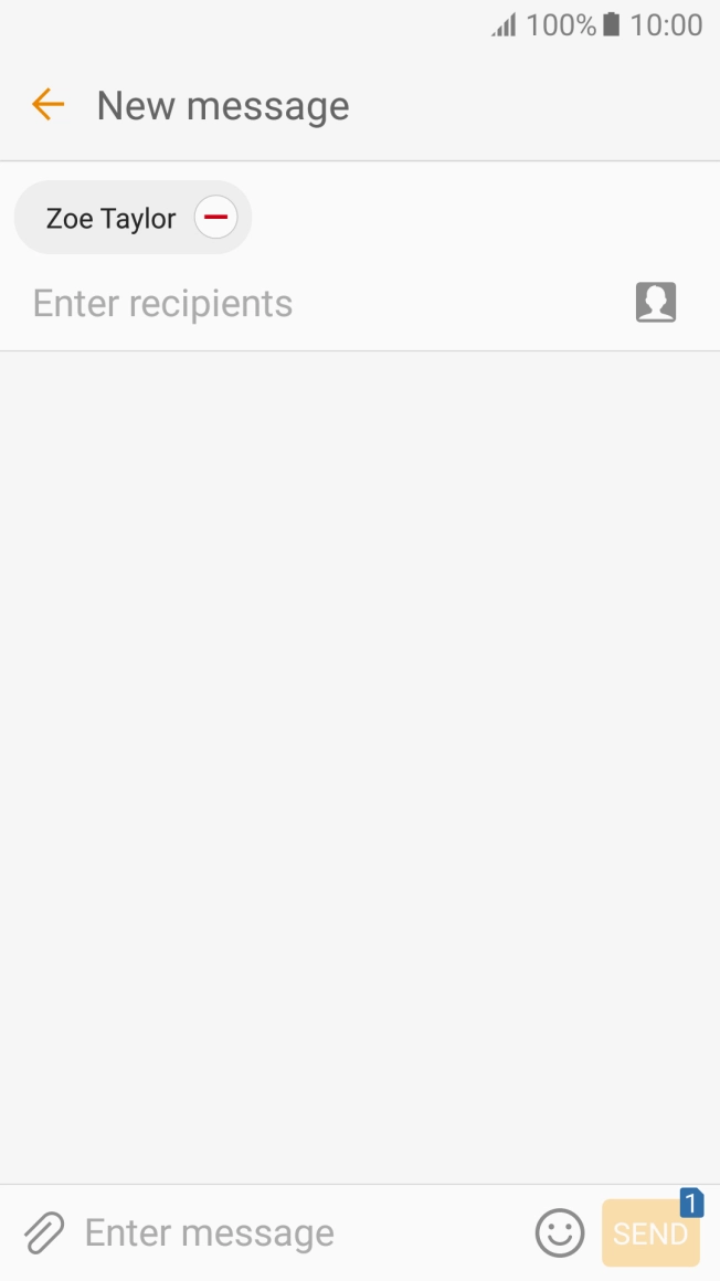 Press the text input field and write the text for your picture message. Press the text input field and write the text for your picture message.