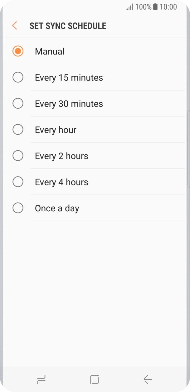 Press the required setting.