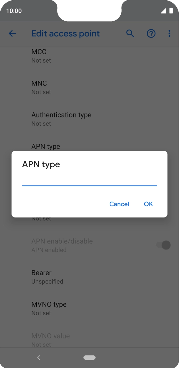 Key in default and press OK. Key in default and press OK.