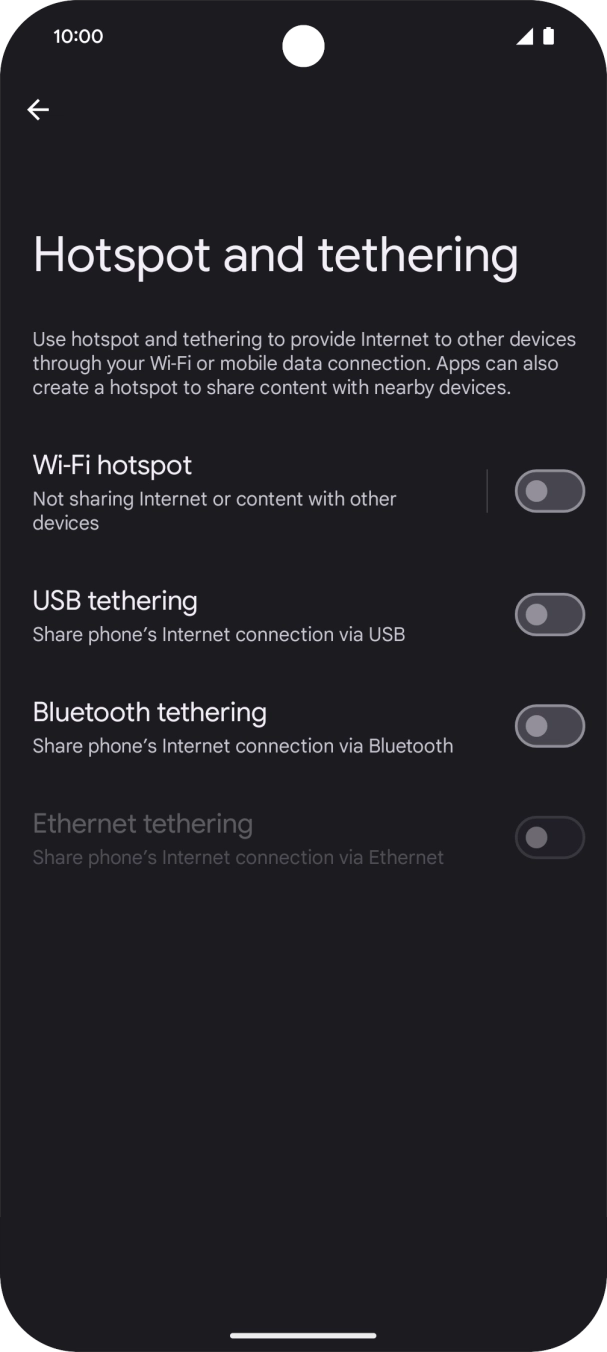 Press Wi-Fi hotspot. Press Wi-Fi hotspot.