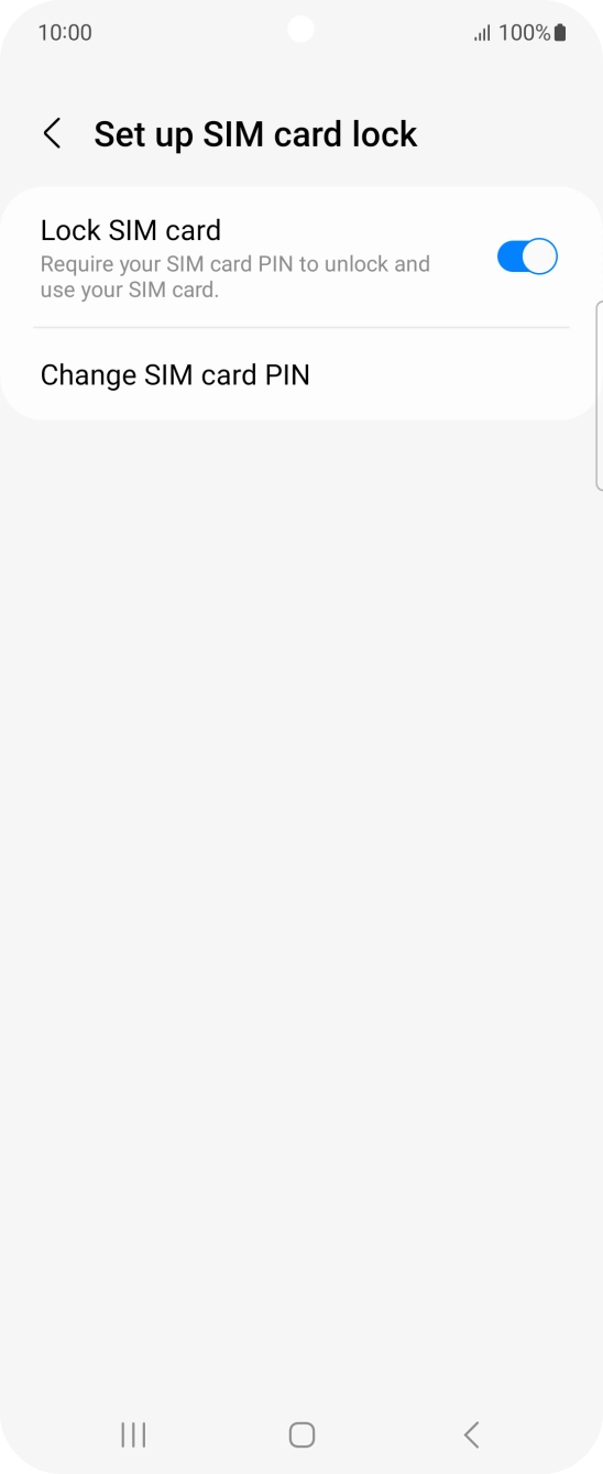Press the indicator next to 'Lock SIM card' to turn the function on or off.