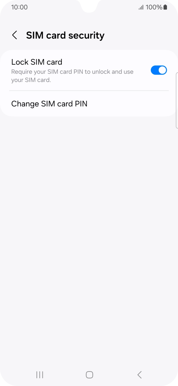 Press the indicator next to 'Lock SIM card' to turn the function on or off.