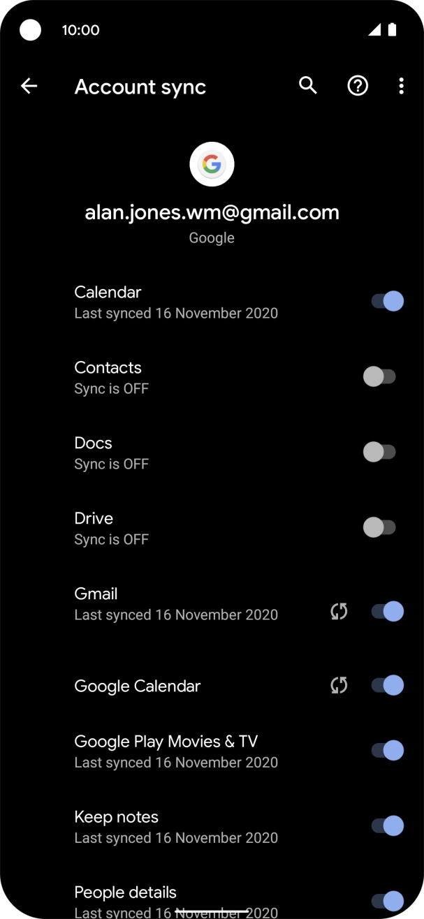 Press the indicator next to 'Contacts'.