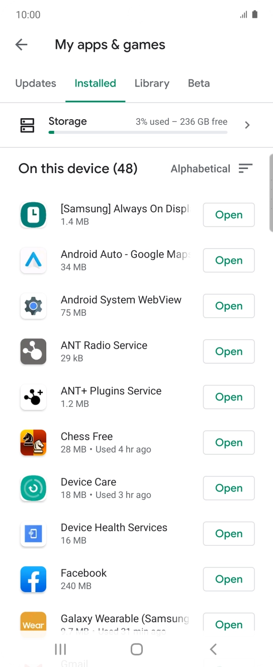 Press the required app.