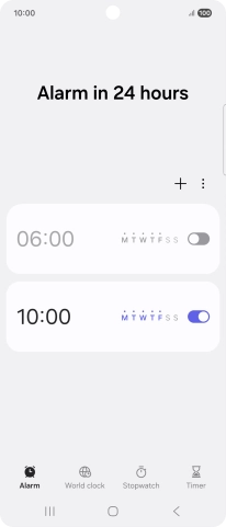 Press the indicator next to the required alarm to turn the alarm on or off.