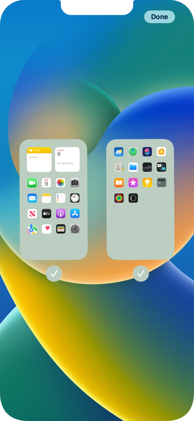 Press the fields below the required home screens to select or deselect them. Press the fields below the required home screens to select or deselect them.
