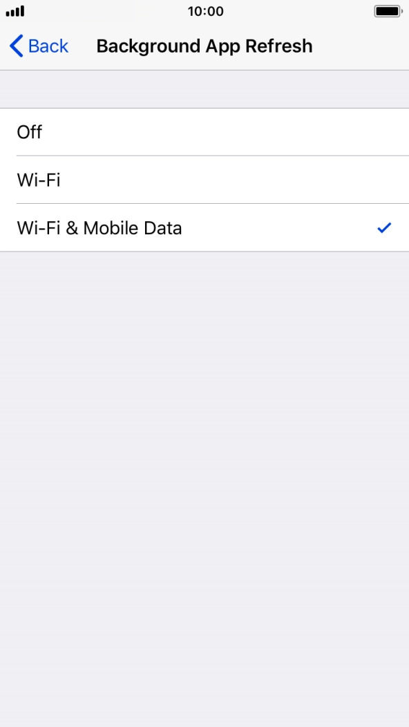 To turn off background refresh of apps, press Off. To turn off background refresh of apps, press Off.
