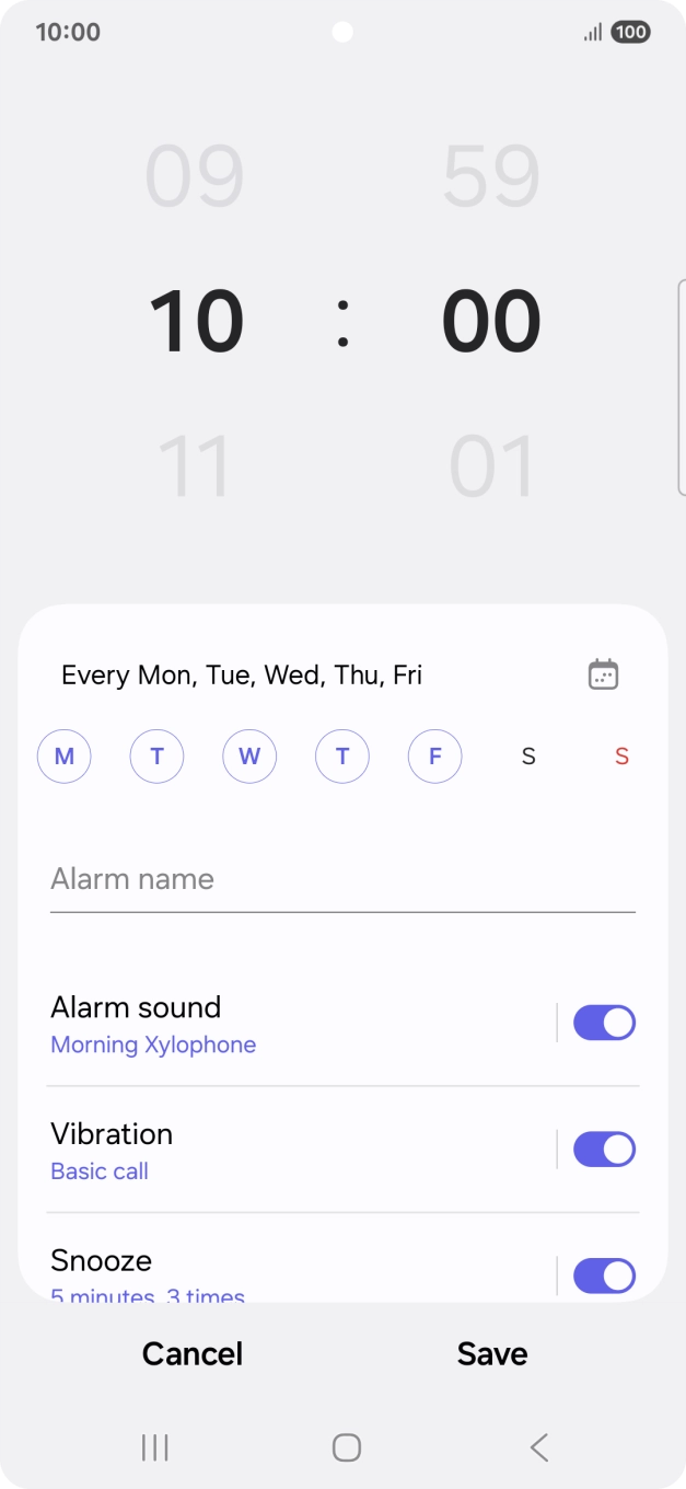 Press the indicator next to 'Alarm sound' to turn on the alarm tone.