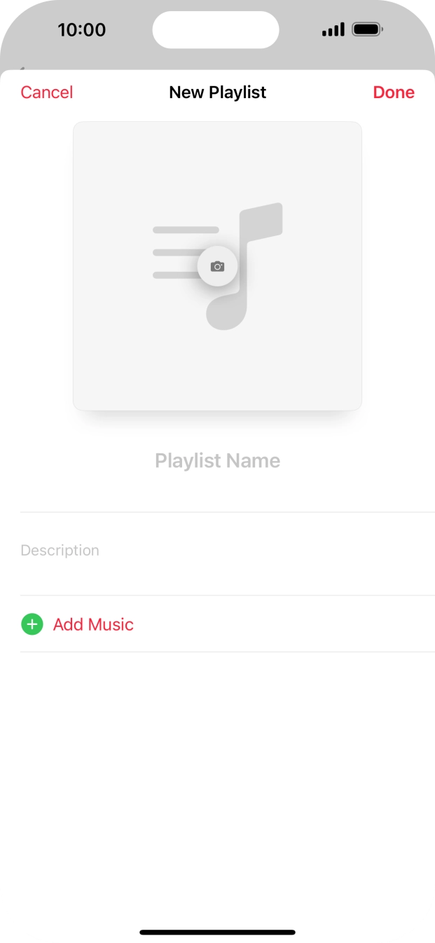 Press the text input field and key in a name for the playlist.