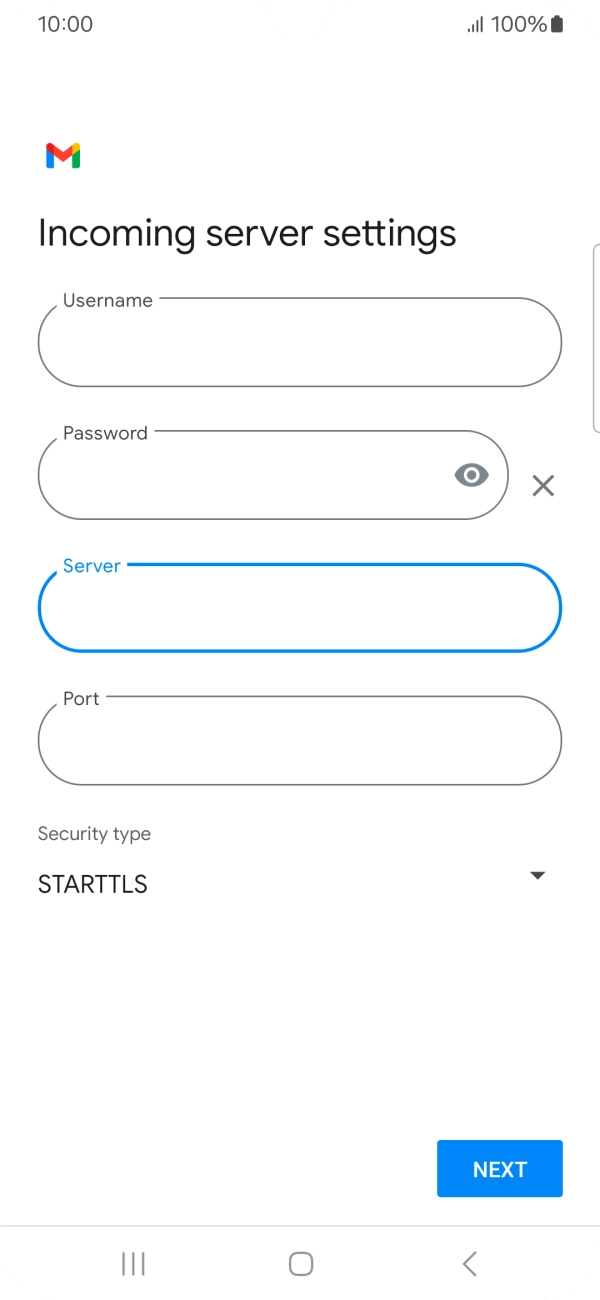 Press the field below 'Port' and key in 993.