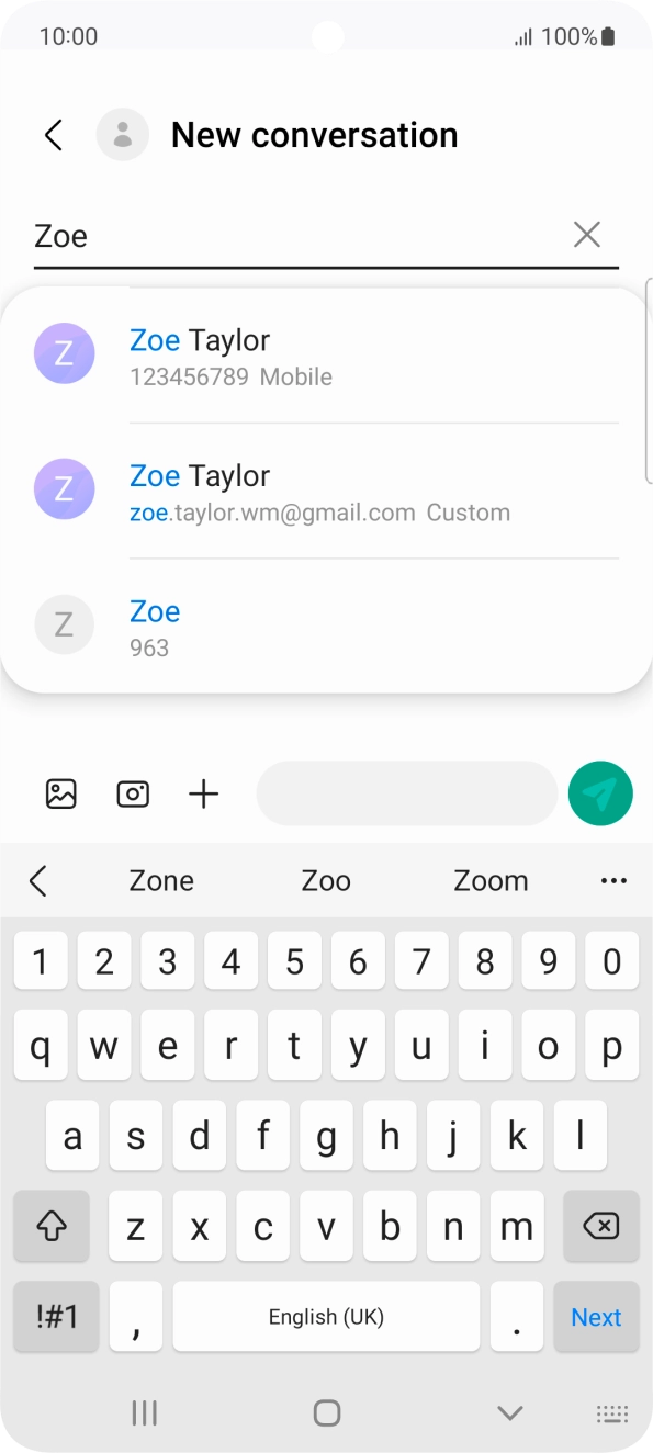 Press the required contact. Press the required contact.