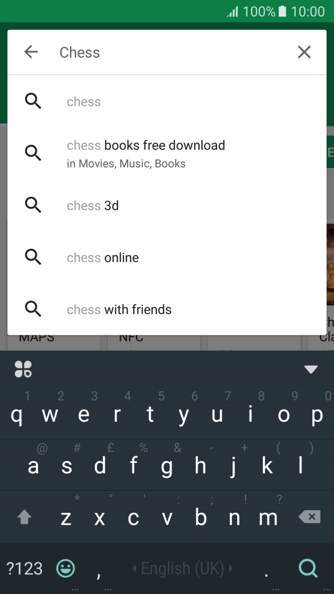 Key in the name or subject of the required app and press the search icon.