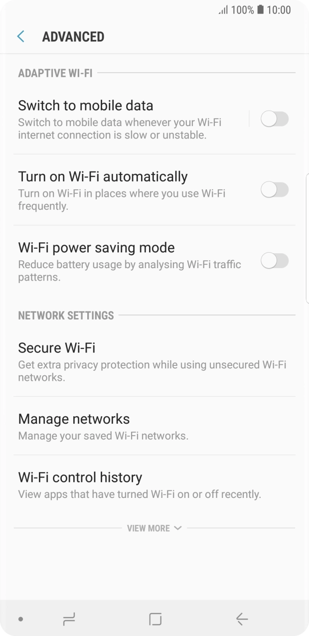 Press the indicator next to 'Switch to mobile data' to turn the function on or off. Press the indicator next to 'Switch to mobile data' to turn the function on or off.