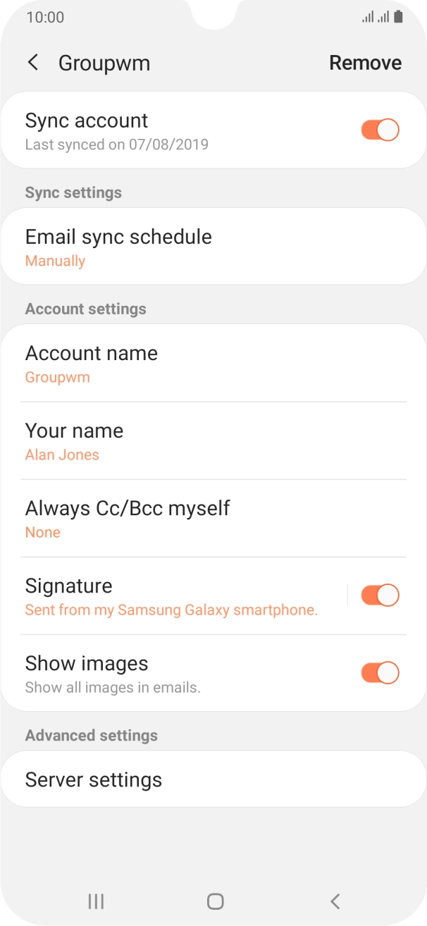 Press the indicator next to 'Sync account' to turn on the function.