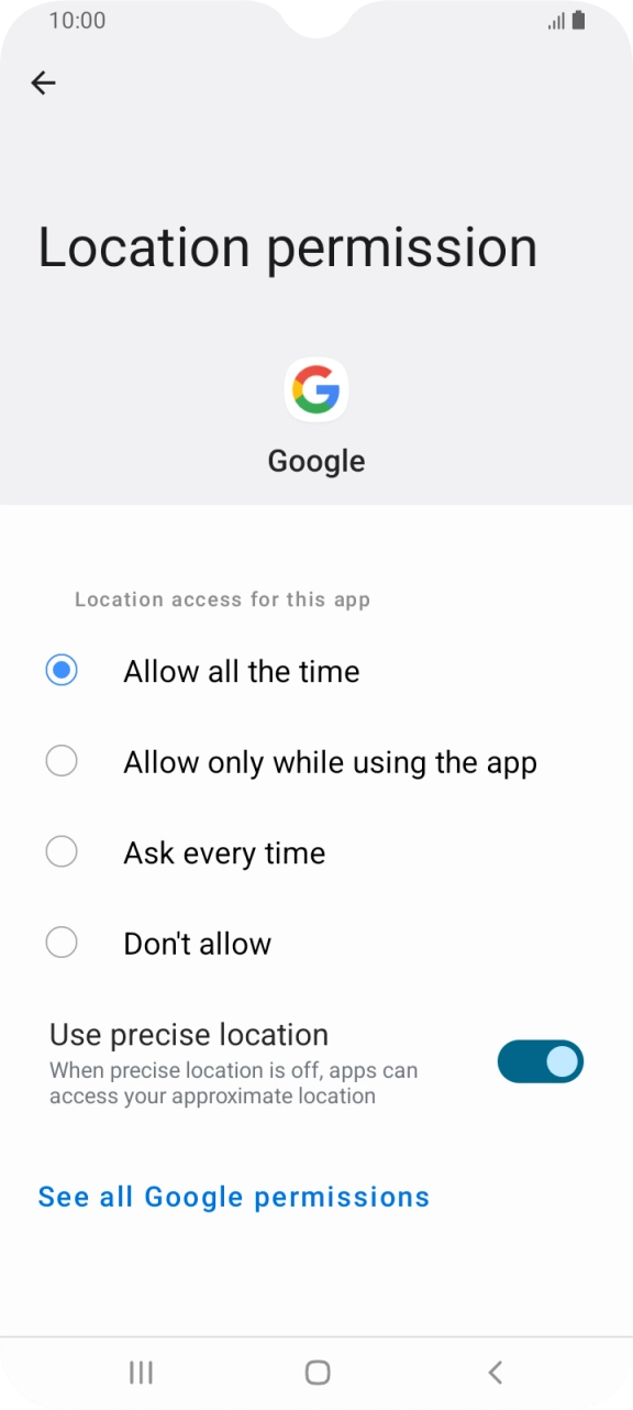 Press the required setting. Press the required setting.
