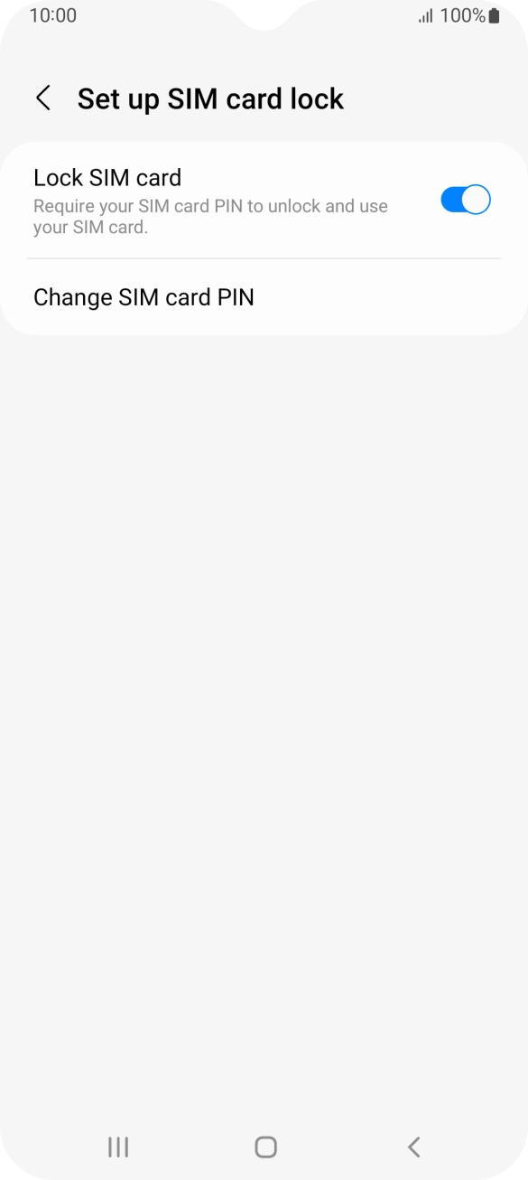 Press the indicator next to 'Lock SIM card' to turn the function on or off.