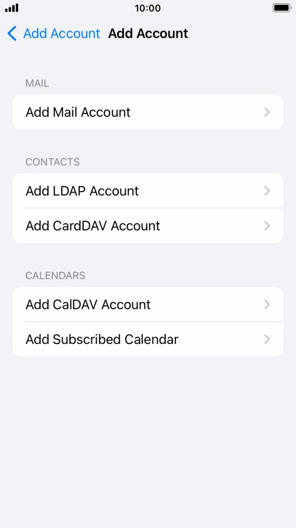 Press Add Mail Account. Press Add Mail Account.