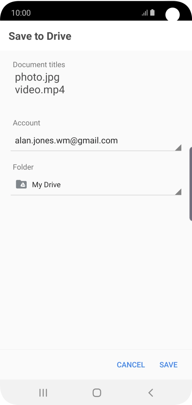 Press the field below 'Folder' and go to the required folder. Press the field below 'Folder' and go to the required folder.