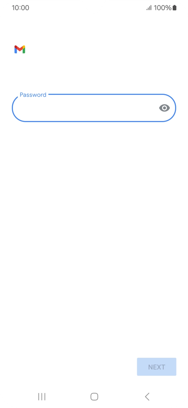 Press the field below 'Password' and key in the password for your email account.