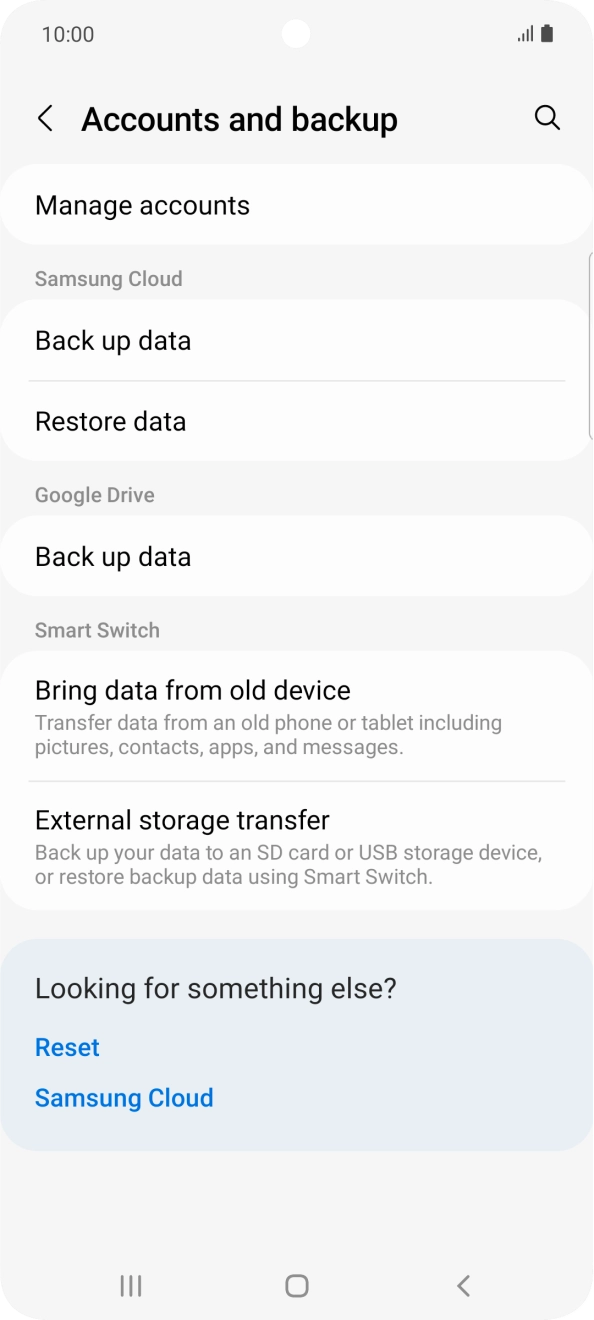Press Manage accounts.