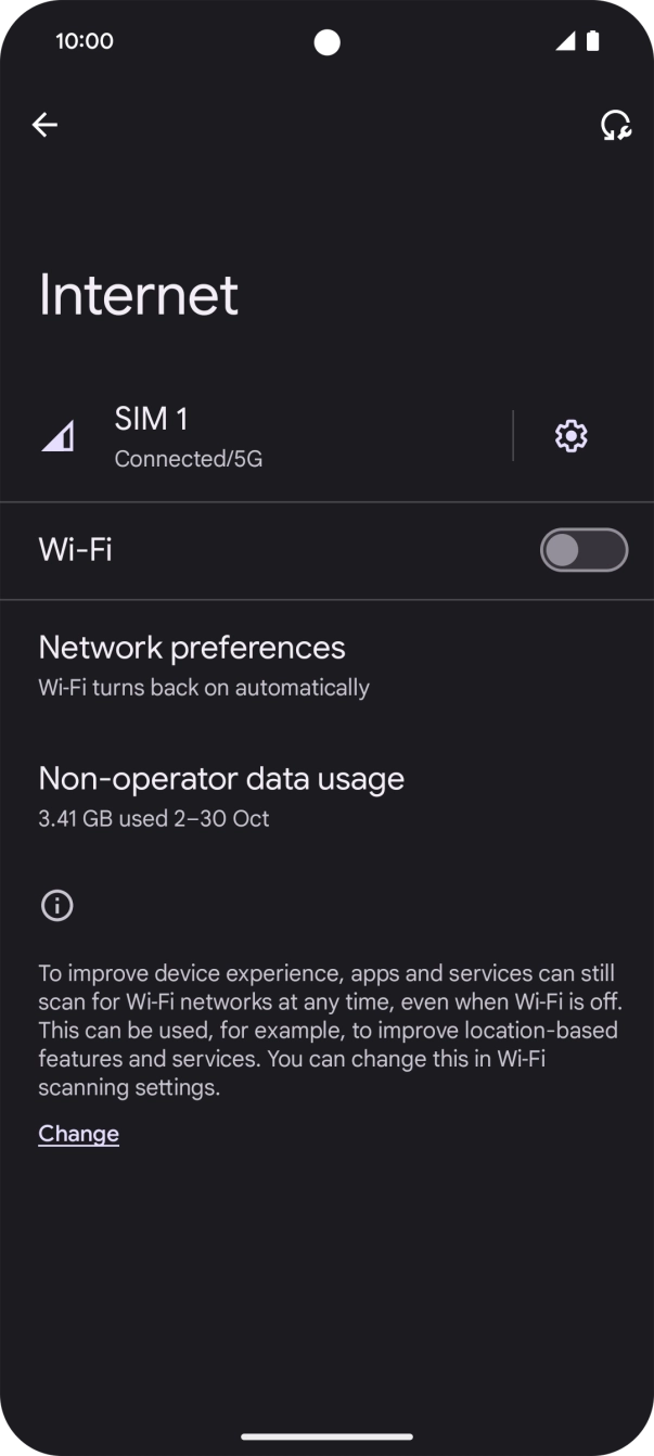 Press the indicator next to 'Wi-Fi' to turn on the function. Press the indicator next to 'Wi-Fi' to turn on the function.