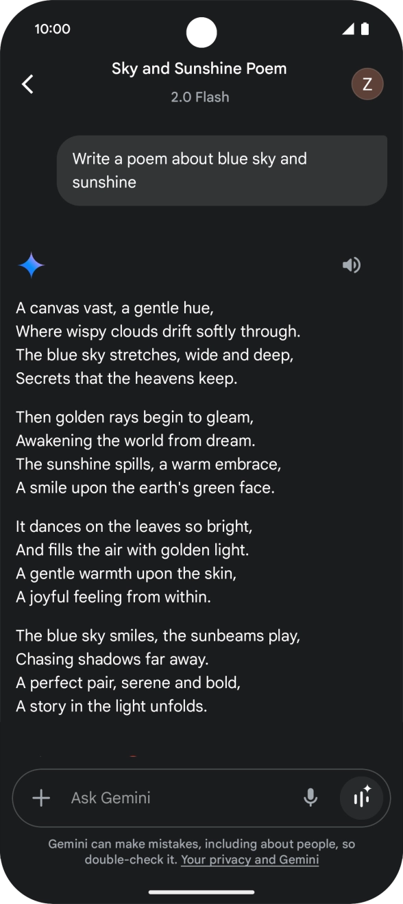 You can ask Gemini to generate a text based on your description.