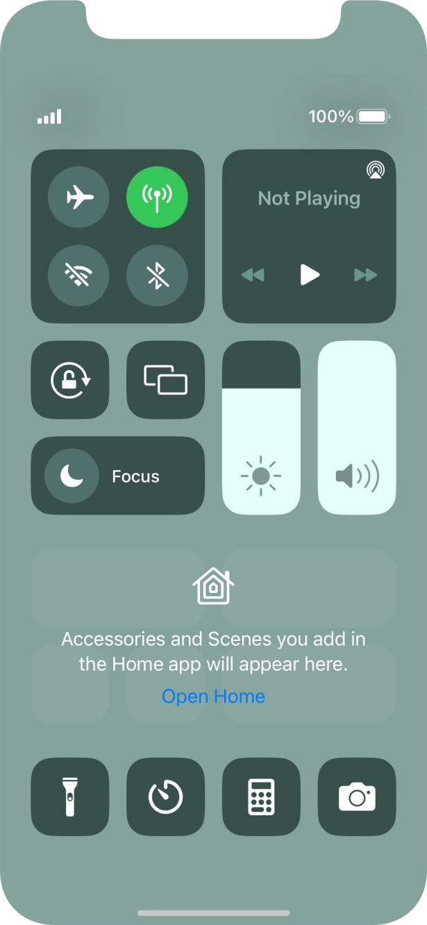 Press the flight mode icon to turn the function on or off. Press the flight mode icon to turn the function on or off.