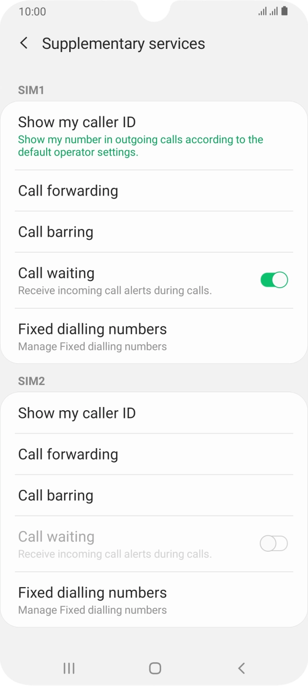 Press the indicator next to 'Call waiting' to turn the function on or off.