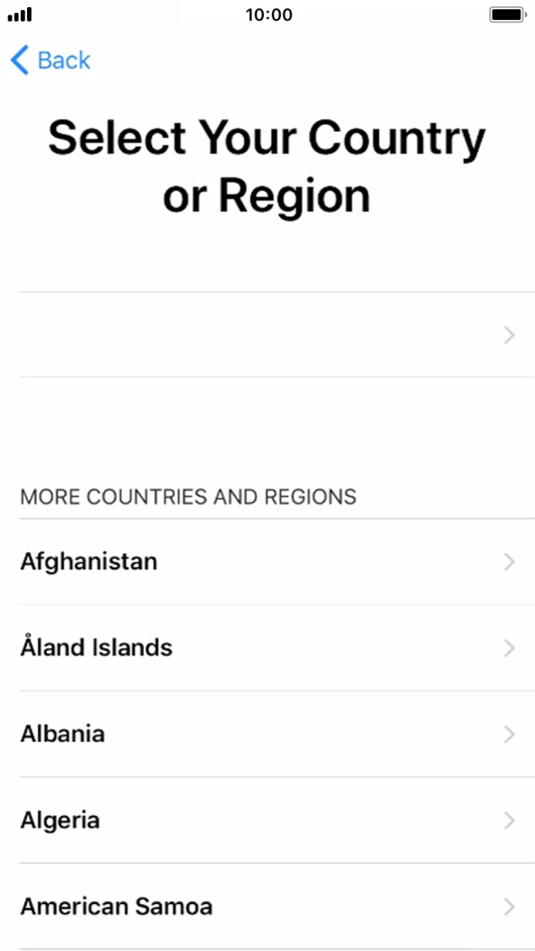 Press the required country or area.