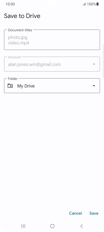 Press the field below 'Folder' and go to the required folder.