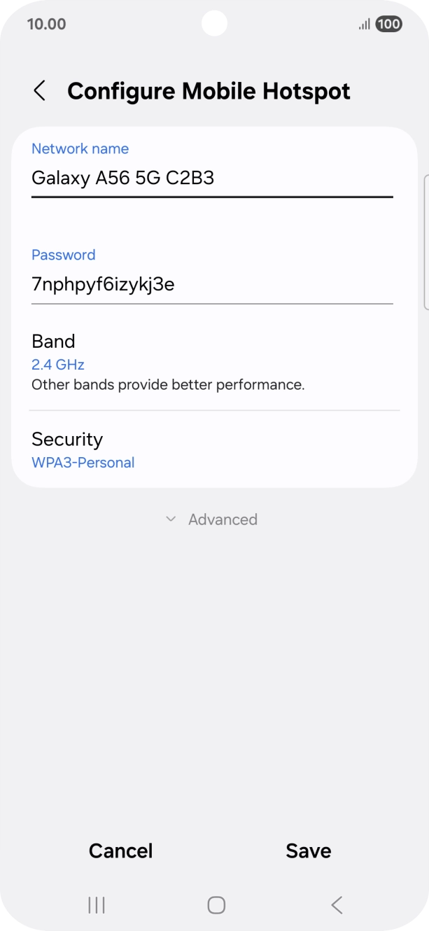 Press the field below 'Password' and key in the required password.