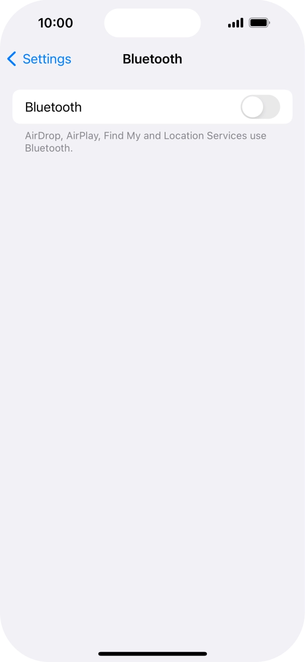 Press the indicator next to 'Bluetooth' to turn on the function.