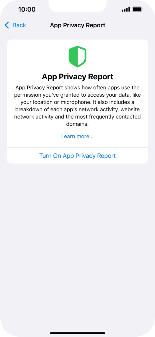Press Turn On App Privacy Report to turn on the function.