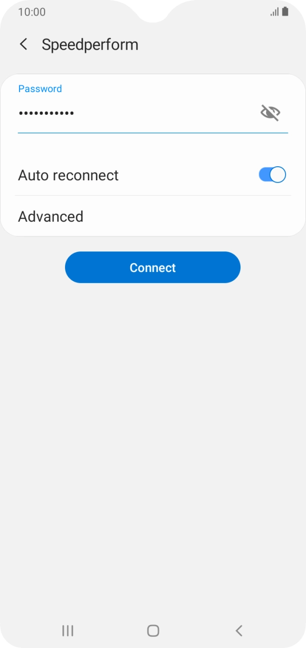 Key in the password for the WiFi network and press Connect.