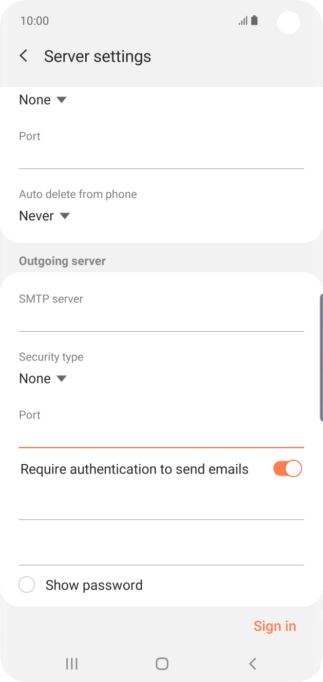 Press the indicator next to 'Require authentication to send emails' to turn on the function.