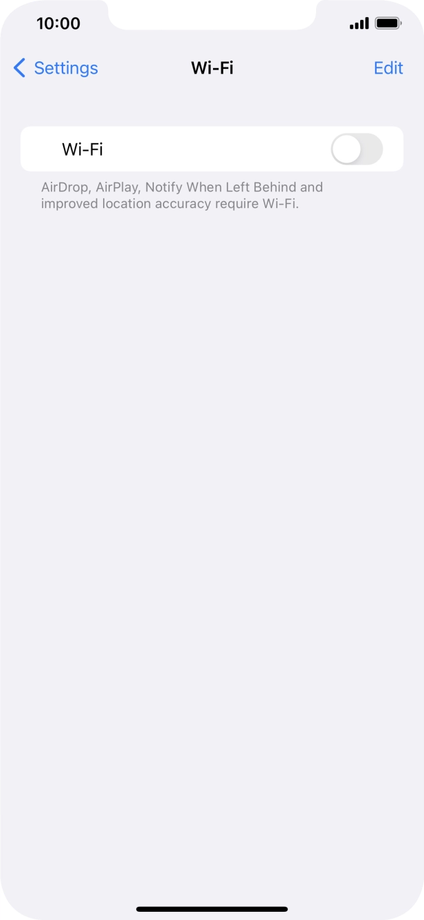 Press the indicator next to 'Wi-Fi' to turn on the function.