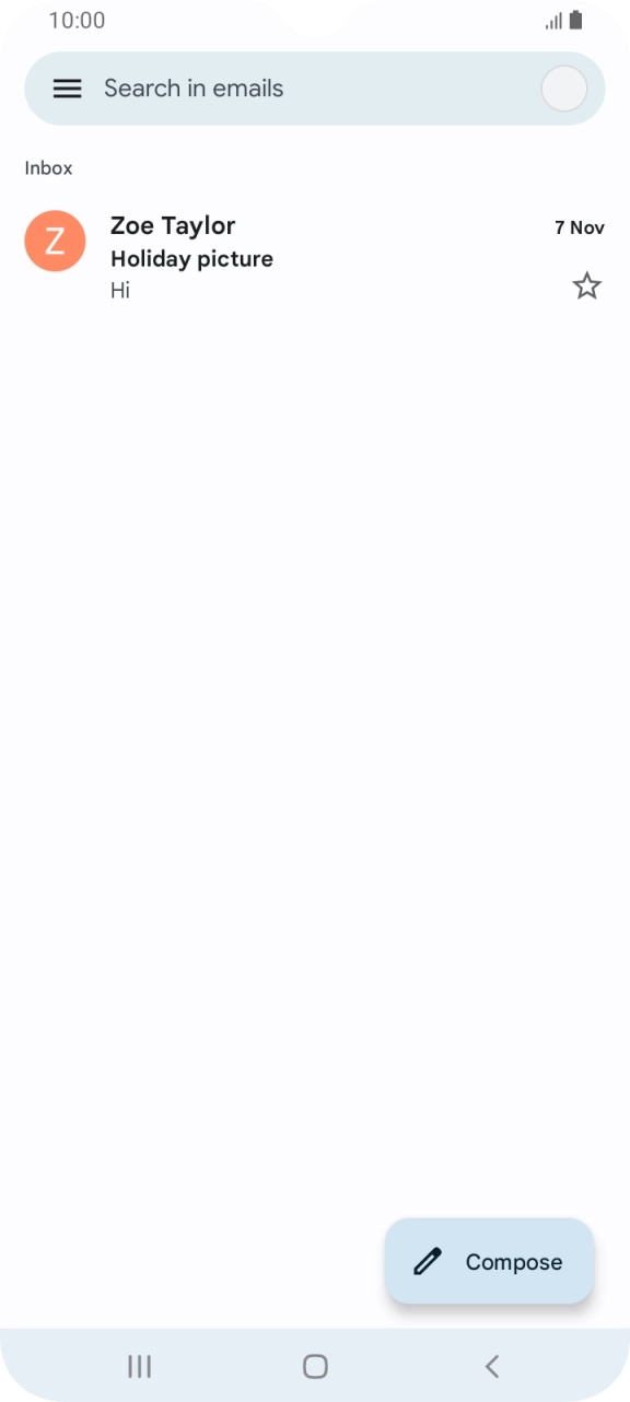 Press the email account icon. Press the email account icon.