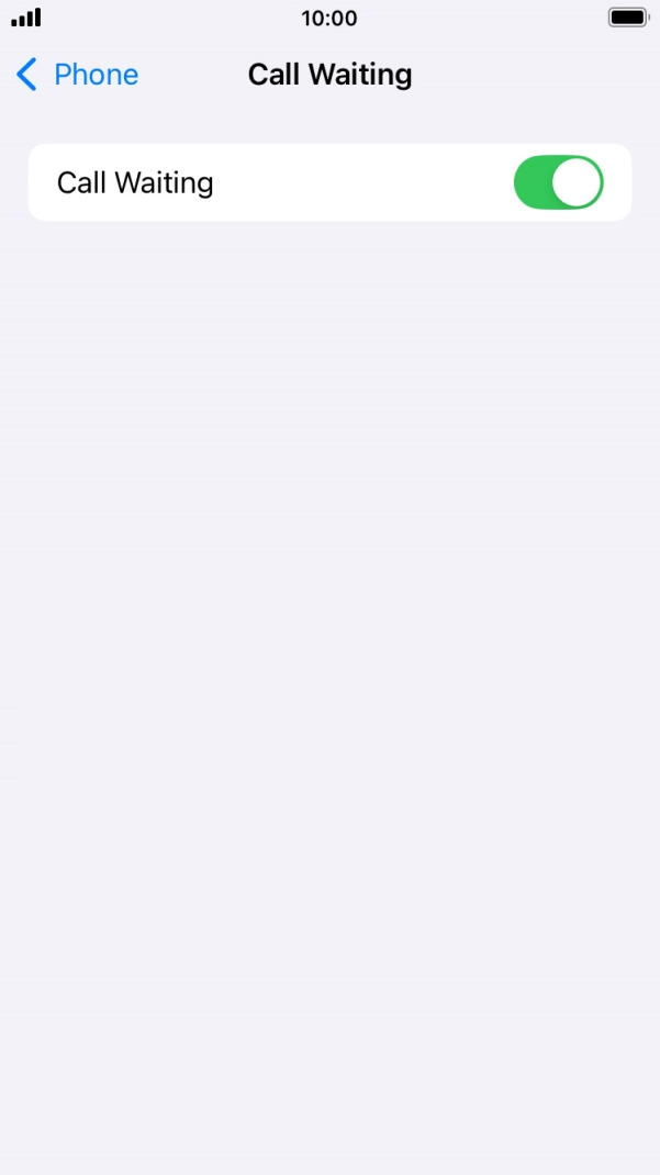 Press the indicator next to 'Call Waiting' to turn the function on or off.