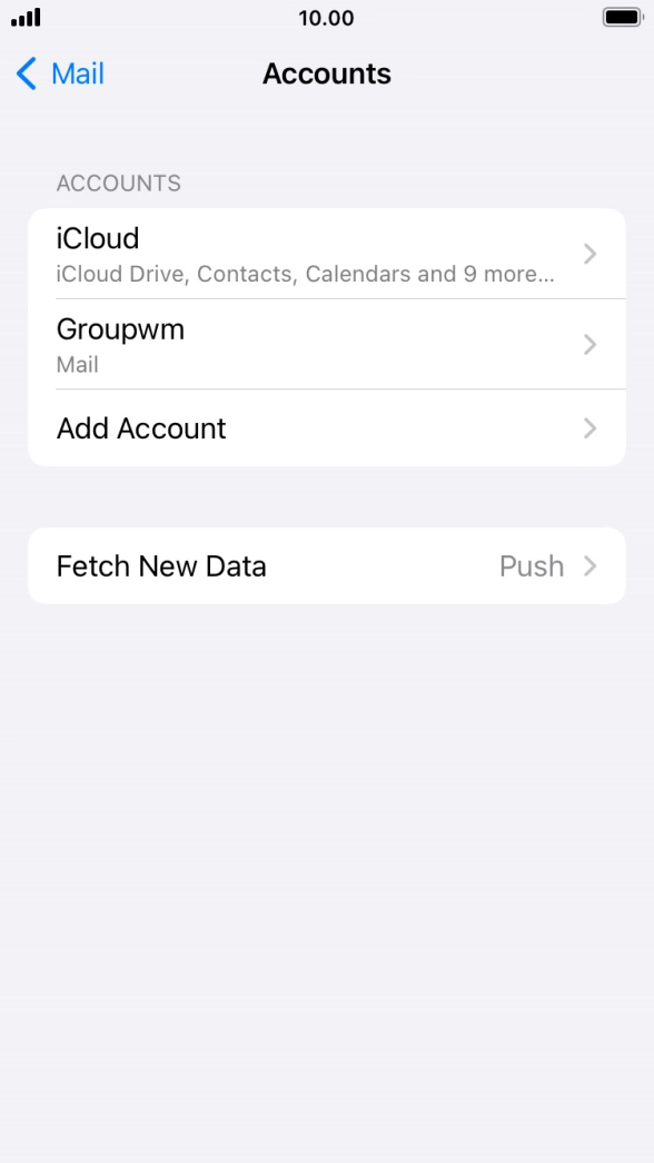 Press the name of the email account you've just set up. Press the name of the email account you've just set up.