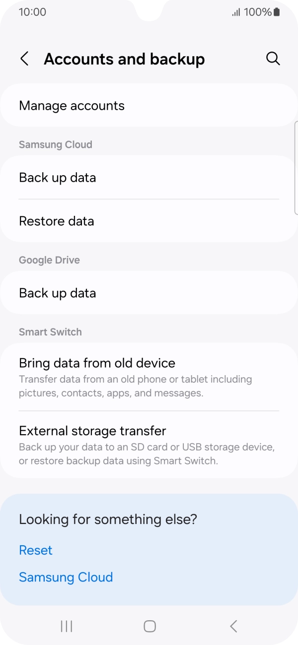 Press Manage accounts.