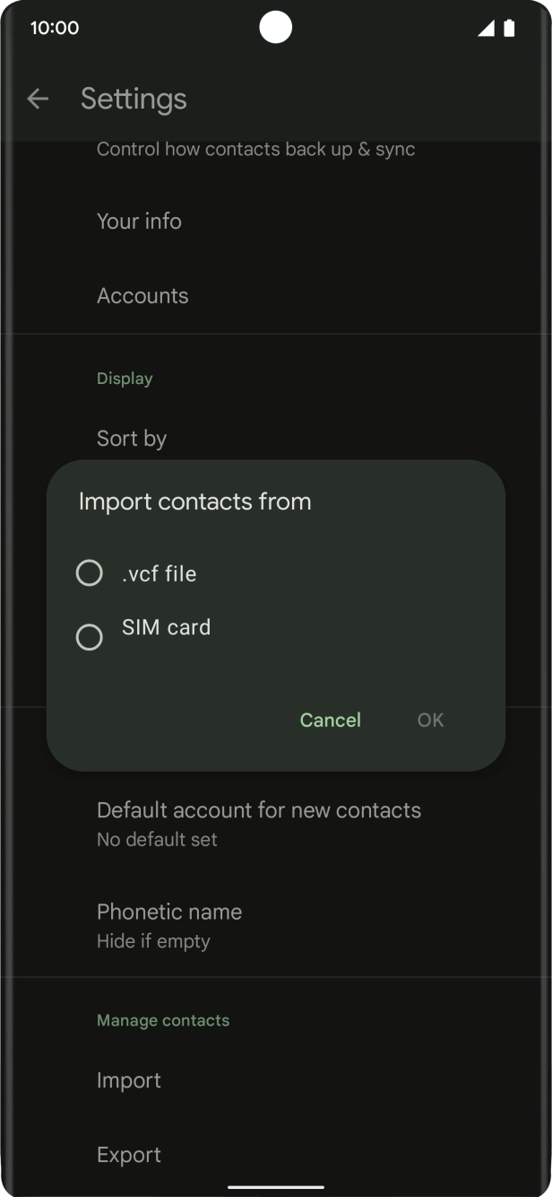 Press the name of the SIM.