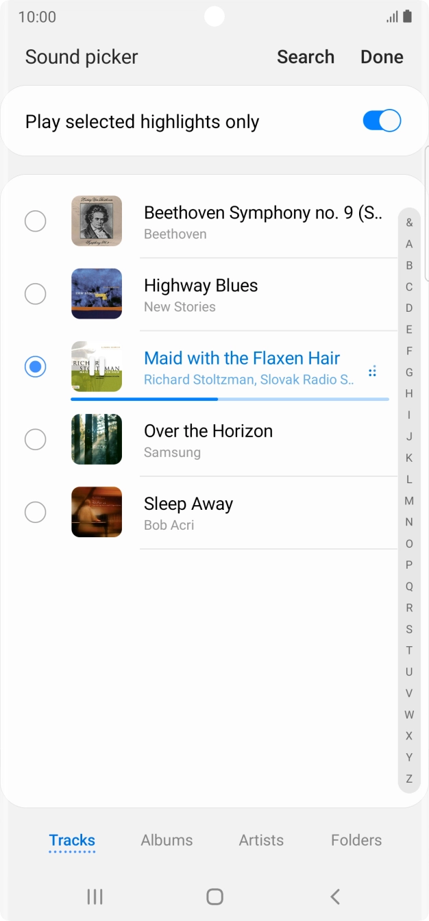 Once you've found a ring tone you like, press Done.